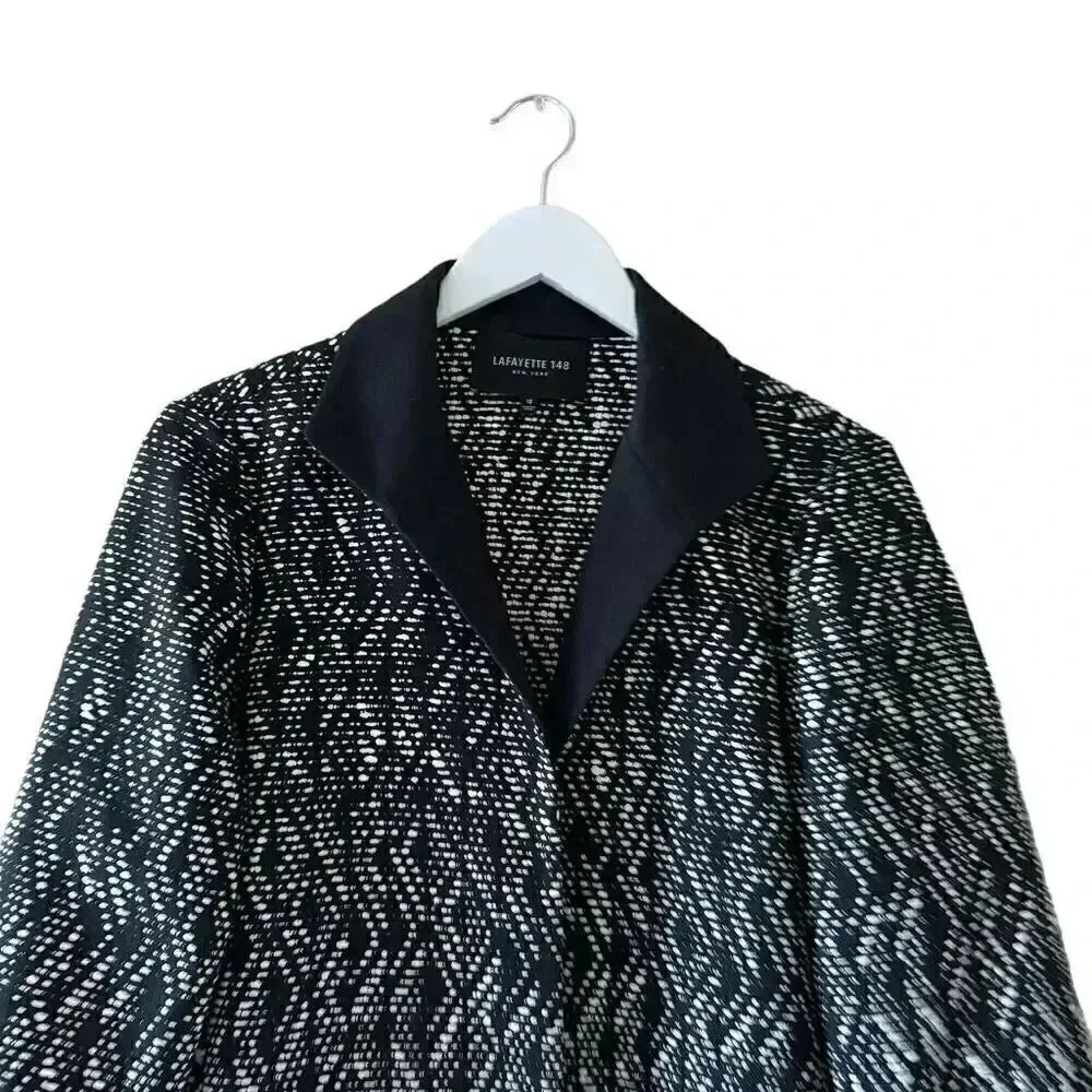 Lafayette 148 Women’s Blazer Black White Flat Hook and Eye Closure Versatile 12